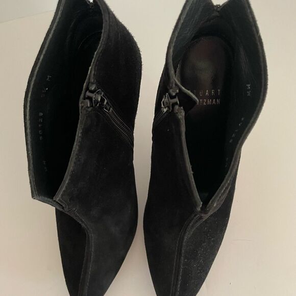 Stuart Weitzman Black Stiletto Ankle Boots with Silver Heel Size 5.5 - Picture 2 of 9